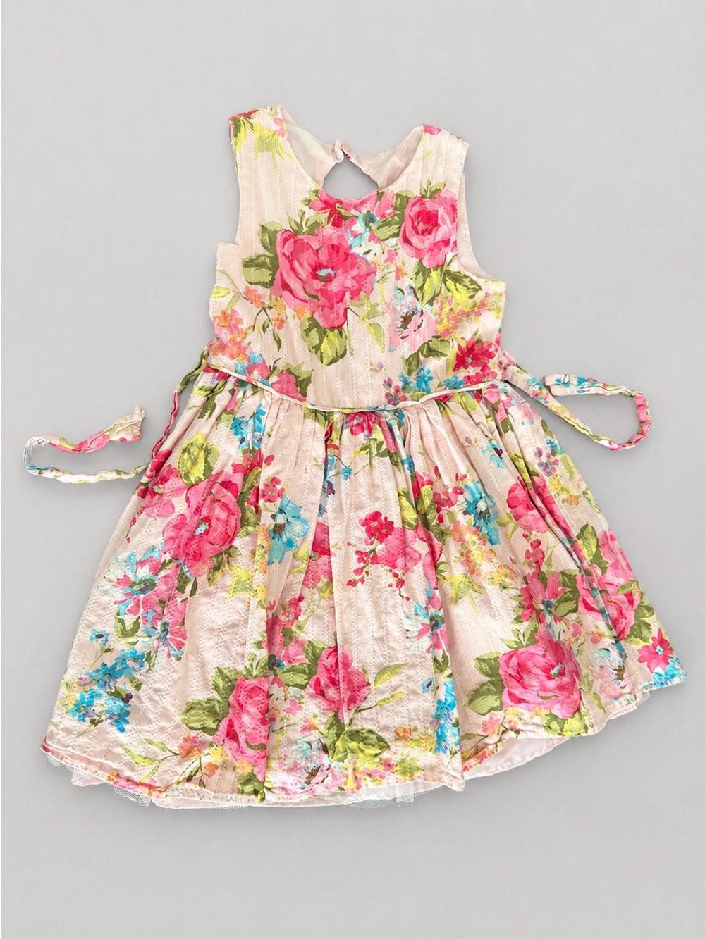 ZUNIE Pink Floral Tie-Back Summer Beach Party Dress Size US 6 - 6 yrs old